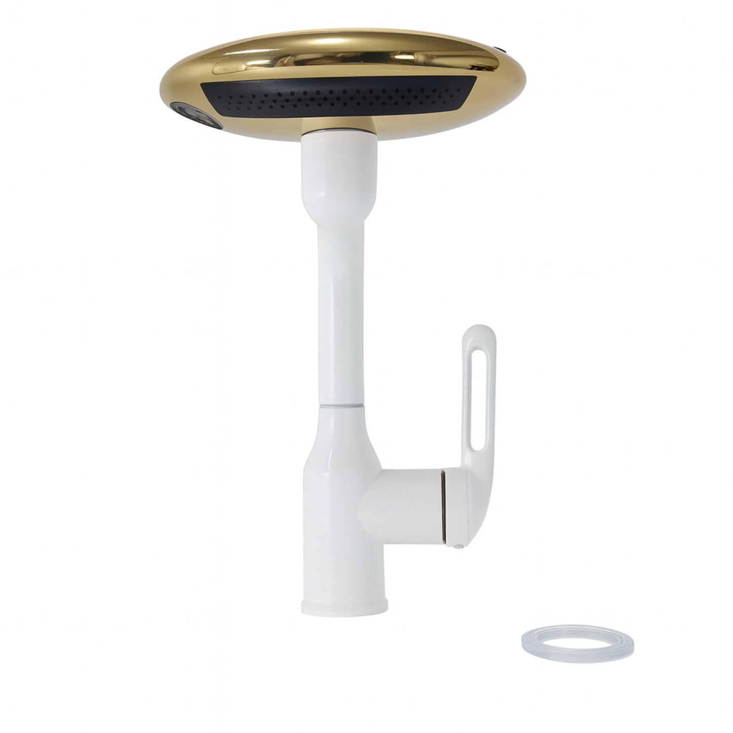„Multifunktionaler Wasserhahn mit Brause – 360° drehbar, 4 Wasserstrahl-Modi, Gold & Weiß
