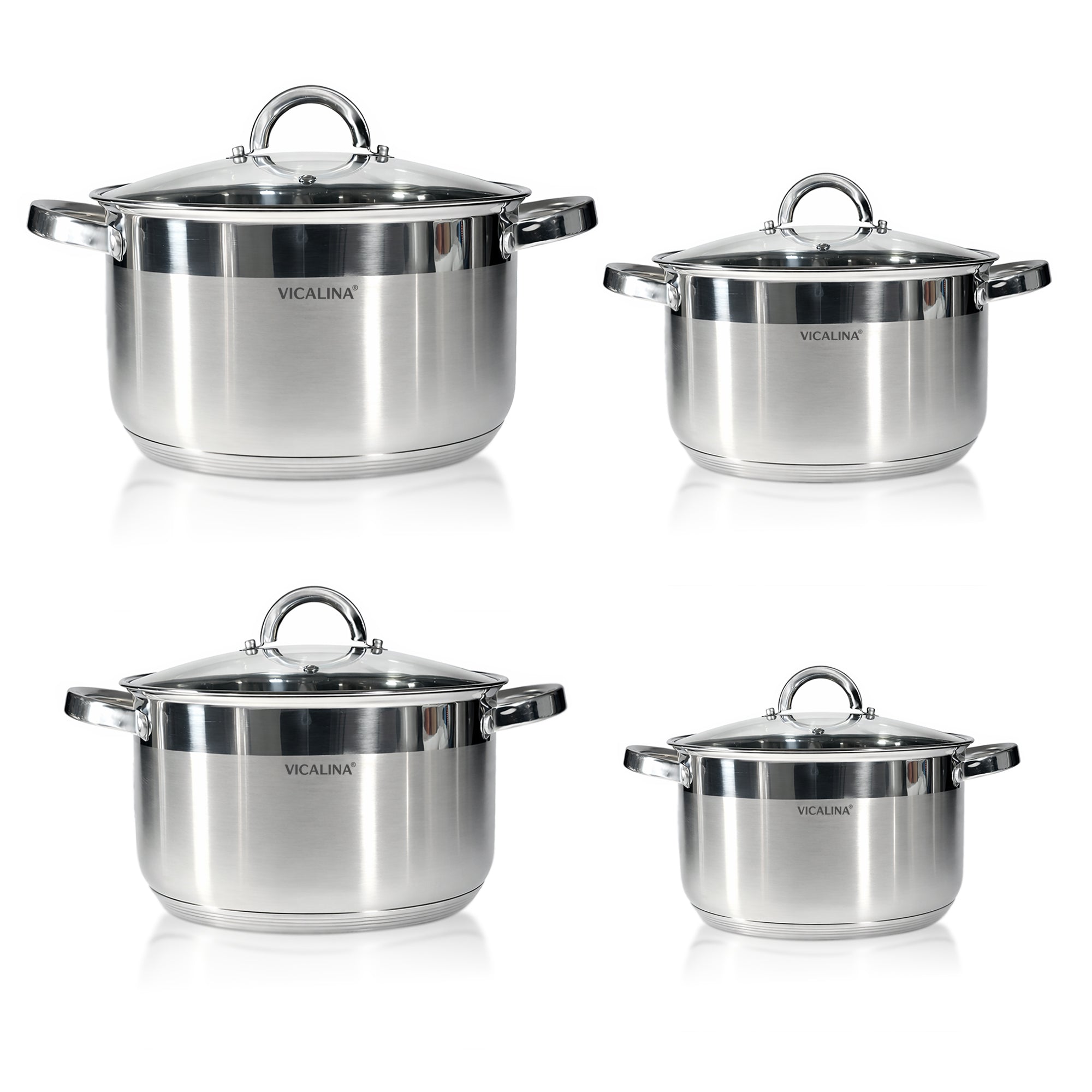 VICALINA® Edelstahl Kochtopf-Set – 8-teilig | Induktion & Spülmaschinenfest