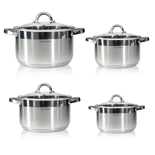 Edelstahl Topfset Vicalina mit 4 Töpfen und Glasdeckeln
