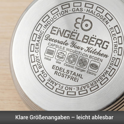 12-teiliges Edelstahl Kochtopfset – Induktionsgeeignet mit Glasdeckeln