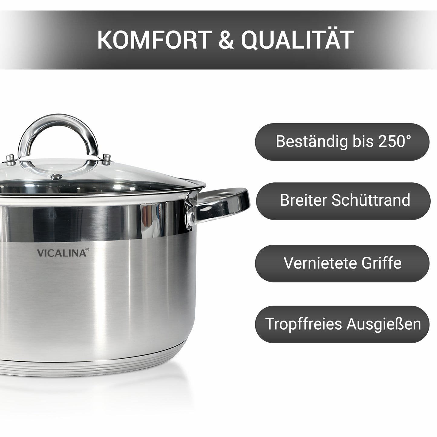 Einzelner Kochtopf aus Edelstahl – Teil eines Topfsets