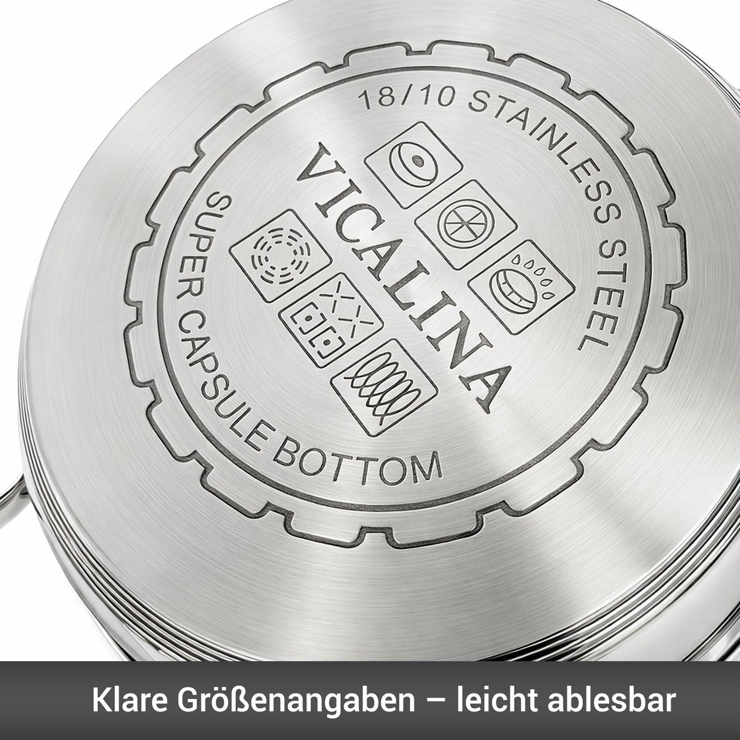 Topfset aus Edelstahl 12-teilig mit Glasdeckeln & Antihaft-Pfanne – Induktion geeignet – Hochwertiges Kochgeschirr für alle Herdarten – Spülmaschinenfest & energiesparend
