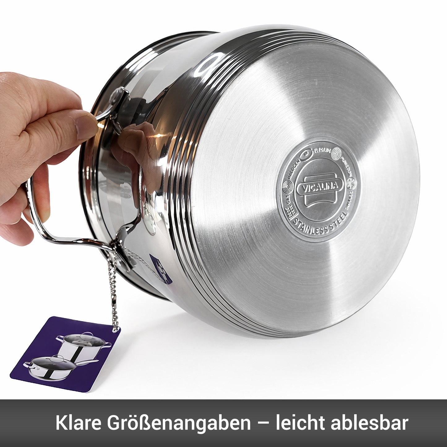 Topfset aus Edelstahl 12-teilig mit Glasdeckeln & Antihaft-Pfanne – Induktion geeignet – Hochwertiges Kochgeschirr für alle Herdarten – Spülmaschinenfest & energiesparend