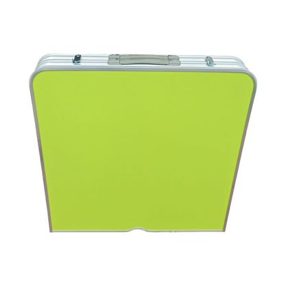 Faltbarer Campingtisch mit 4 Hockern -Grün & Silber - Klapptisch Set für Picknick, Garten & Outdoor - 120x60 cm