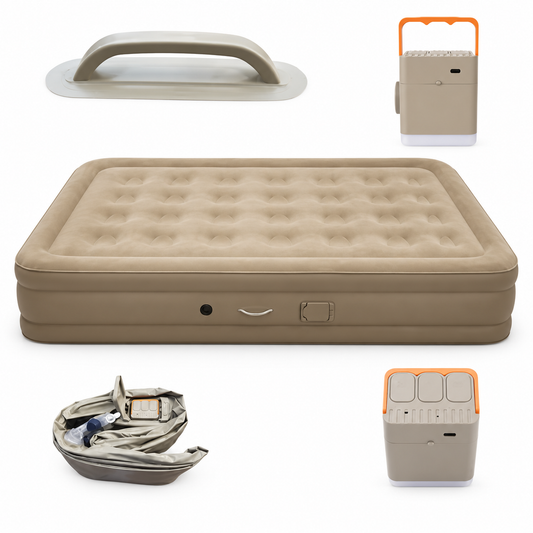 Luftmatratze 200 × 150 × 40 cm mit integrierter wiederaufladbarer Akku-Pumpe – für 2 Personen, Gäste, Camping & Zuhause