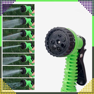 Flexibler Gartenschlauch 2,5 m – 7,5 m mit Sprühdüse – Dehnbarer Wasserschlauch
(Grün)