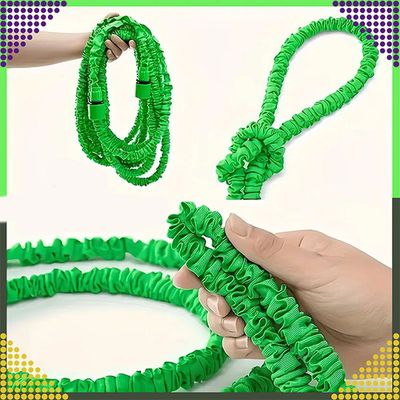 Flexibler Gartenschlauch 2,5 m – 7,5 m mit Sprühdüse – Dehnbarer Wasserschlauch
(Grün)