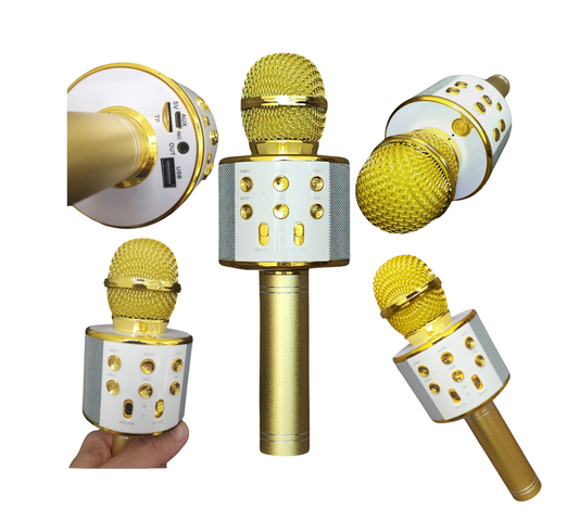 Multifunktionales Karaoke-Mikrofon – Goldene Eleganz mit Top-Funktionen