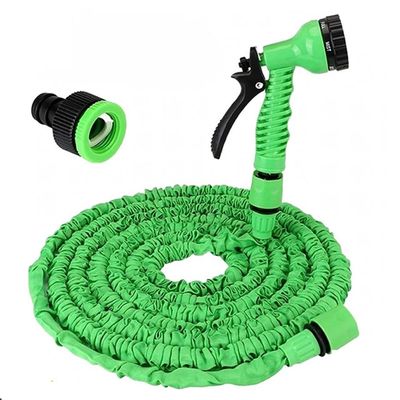 Flexibler Gartenschlauch 2,5 m – 7,5 m mit Sprühdüse – Dehnbarer Wasserschlauch
(Grün)
