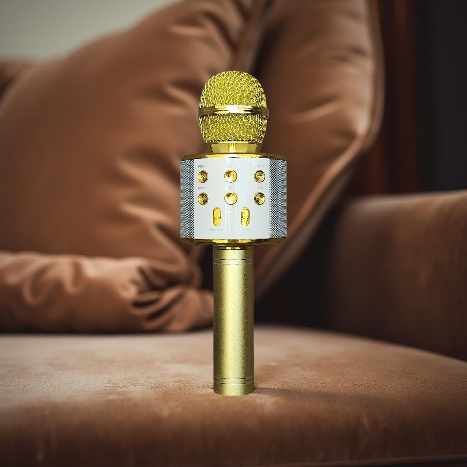 Multifunktionales Karaoke-Mikrofon – Goldene Eleganz mit Top-Funktionen