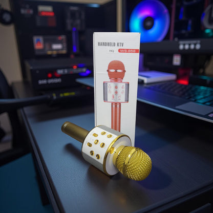 Multifunktionales Karaoke-Mikrofon – Goldene Eleganz mit Top-Funktionen