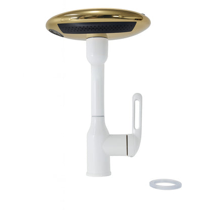 „Multifunktionaler Wasserhahn mit Brause – 360° drehbar, 4 Wasserstrahl-Modi, Gold & Weiß